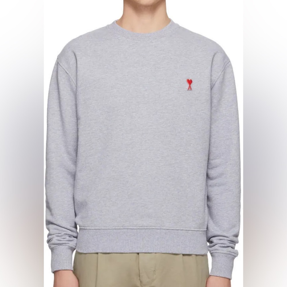 AMI GREY COTTON SWEATSHIRT / XSMALL